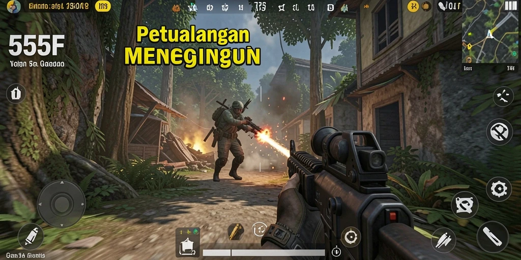 Tangkapan layar menunjukkan aksi intens dalam game TPS.