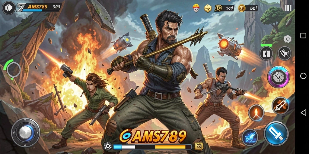 Tangkapan layar memperlihatkan aksi mendebarkan dalam gameplay AMS789.