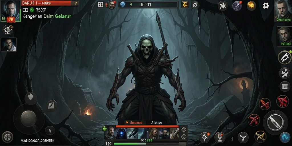Screenshot utama BARU01 menampilkan suasana game yang mencekam.