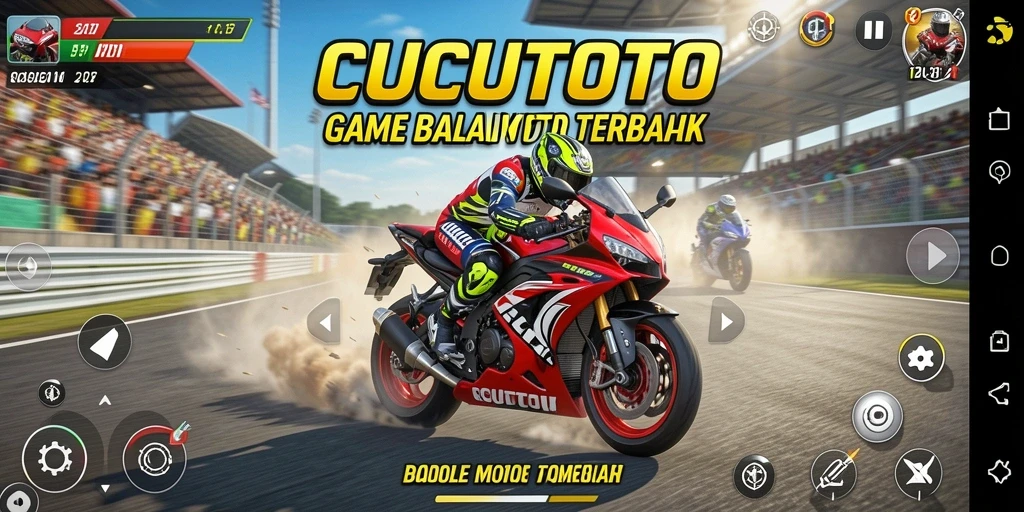 Screenshot gameplay CUCUTOTO dengan balap motor yang menegangkan.