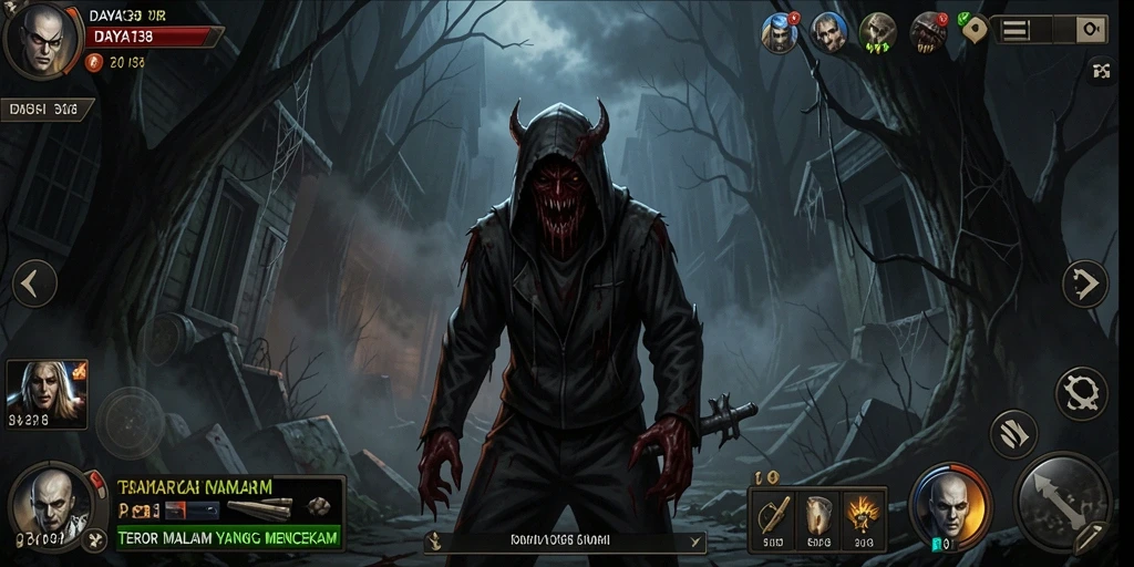 Screenshot utama dari <strong>DAYA138</strong> memperlihatkan momen menakutkan saat pemain menjelajahi lingkungan angker.