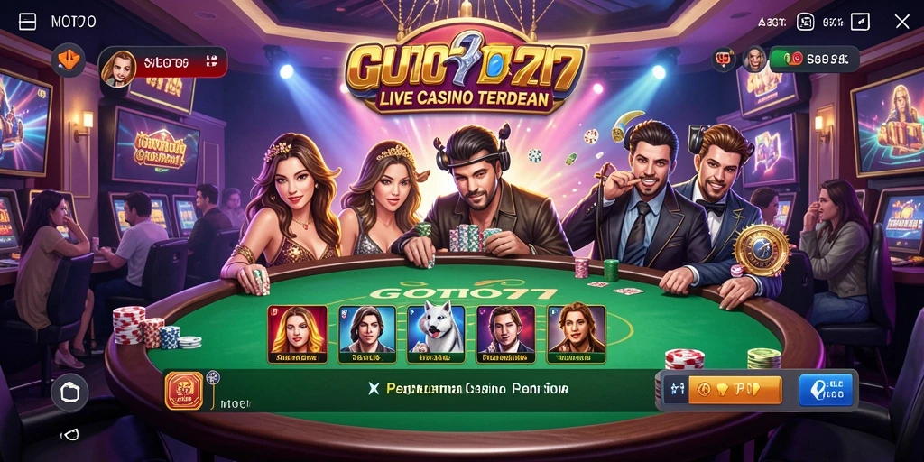 Screenshot GOTO77 menampilkan dealer langsung dalam permainan Live Casino.