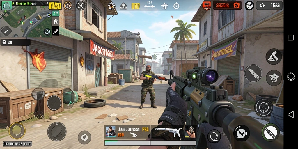 Screenshot JAGOTOGEL menampilkan aksi gameplay FPS yang mendebarkan.