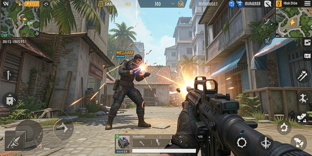 Tangkapan layar utama MEGA888 menampilkan aksi seru dalam gameplay TPS.