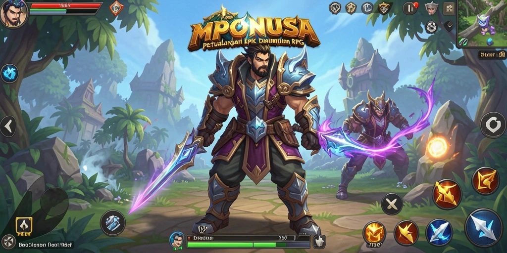 Tangkapan layar utama MPONUSA menampilkan aksi gameplay RPG yang mendebarkan.