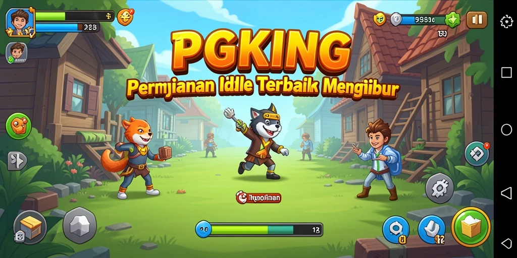Screenshot PGKING menampilkan karakter dalam suasana pertempuran Idle yang menegangkan.