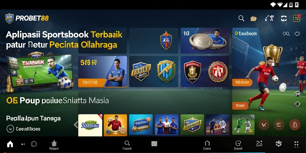 Screenshot utama PROBET88 menunjukkan tampilan taruhan olahraga yang menarik.