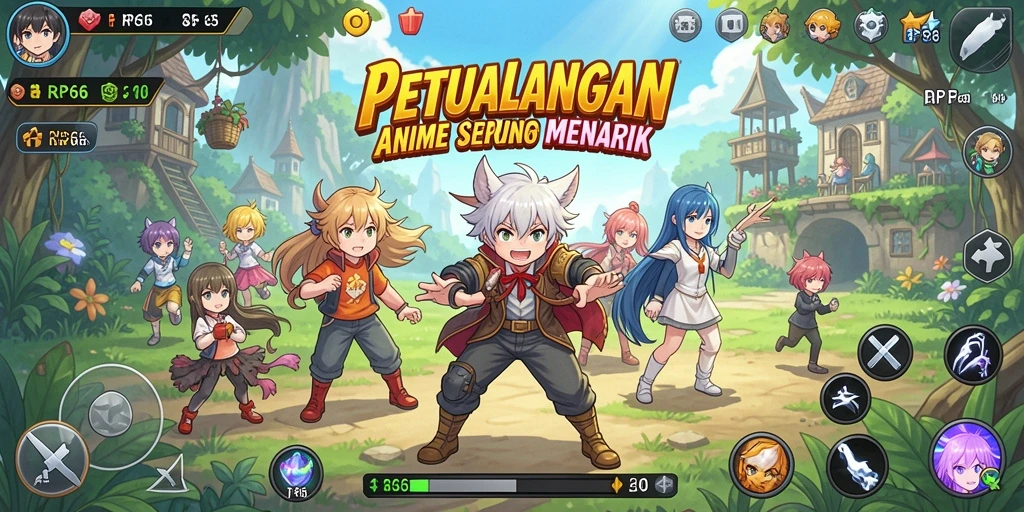 Screenshot menampilkan pertarungan seru karakter anime.