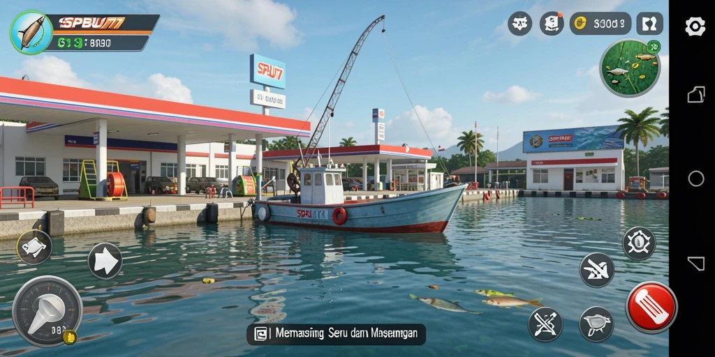 Gameplay memancing yang seru dan menantang dalam SPBU77.