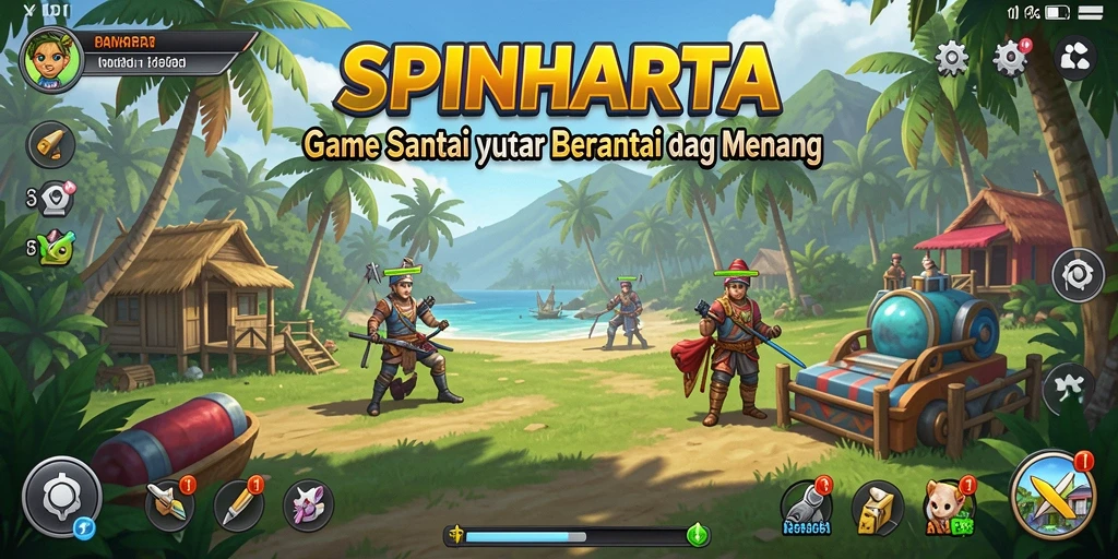 Tampilan screenshot gameplay SPINHARTA yang penuh warna dan menyenangkan.