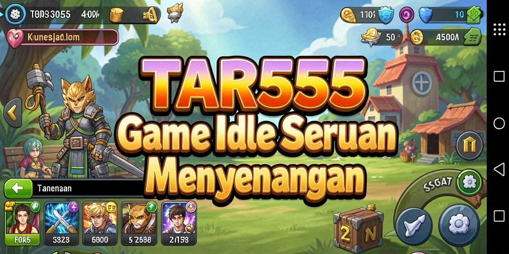 Tampilan gameplay TAR555 yang menampilkan kemajuan karakter dalam game Idle.